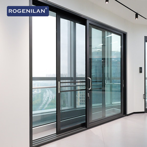 Puertas Corredizas de Patio para Exteriores con Aislamiento Térmico, de Vidrio Templado con Revestimiento de Aluminio Negro Rogenilan, Montadas en Riel, para Casas - Product Image 2