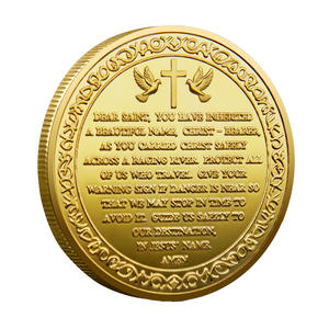库存纪念品纪念币圣克里斯托弗宗教铁电镀冲压紫外印刷定制浮雕免费设计 - Product Image 3