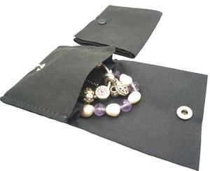 Pochettes en daim pour bijoux, Micro tissu de luxe, personnalisés, avec bouton, 50 pièces - Product Image 3