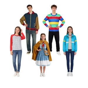 Veste Manyusha Stranger Things pour filles, costume pour enfants, tenue de cosplay de film télévisé, design rayé bleu et jaune - Product Image 2