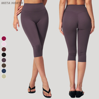 Pantalon mi-mollet léger pour femme, taille haute élastique, effet ventre plat, extensible dans quatre directions, respirant, en nylon, avec logo personnalisé
