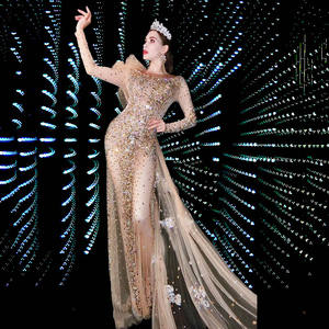 NOVANCE ガラドレス サマーアウトフィット レディース 2022 ブリンブリン ダイヤモンド チュール ショール イブニングドレス レディース パーティー フェアリー プロム イブニングガウン - Product Image 1