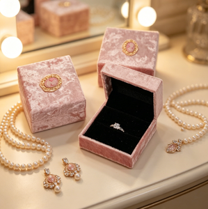 Caja de Almacenamiento de Anillos de Terciopelo de Lujo, Estuche de Joyería con Adorno de Camafeo Antiguo para Anillo de Boda, Regalo de Compromiso, Logotipo Personalizado Disponible - Product Image 3