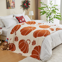 Herbst-Kürbis-Wurfdecke, Wendbare Weiche Gemütliche Strickdecke, Großhandel für Thanksgiving, Herbst, Halloween, Heimdekoration