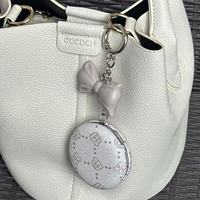 Mini miroir de maquillage Double face Portable nouvelle ancienne fleur en cuir PU pendentif suspendu porte-clés petit sac d'accessoires