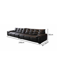 Canapé minimaliste italien en cuir pour salon rétro noir modulaire rempli d'éponge pour la maison