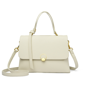 Sac à main en cuir PU crème, sac à bandoulière à rabat, sac à main imperméable pour femmes, usage quotidien - Product Image 1