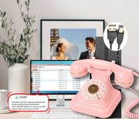 Livre de messages pour invités audio Téléphone rose 32GB Grande mémoire Fournitures de mariage romantique Téléphone d'enregistrement rétro Cadeau de mariage