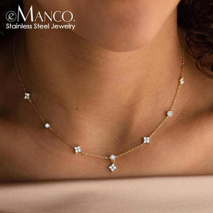 <span class=keywords><strong>Collana</strong></span> in acciaio inossidabile a quattro foglie in oro PVD 14K senza appannamento a quattro foglie stile <span class=keywords><strong>quadrifoglio</strong></span> con zircone da donna - Product Image 2