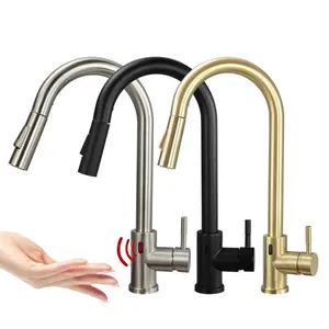 Black Touch Dishwasher Sink Faucet Draw Wire Gold Intelligent Infrared Sensor Draw Kitchen Faucet