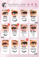 Faux cils demi-bandes à presser en gros, légers, volume naturel, effet moelleux, auto-adhésifs, sans colle