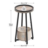 Table d'appoint ronde en gros avec rangement, petite table d'appoint de canapé, table d'appoint de lampe avec panier en tissu pour salon petit espace