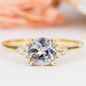 แหวนแต่งงานเงินแท้ 925 ประดับมอร์แกไนต์ ชุดแหวนมอร์แกไนต์ ขายส่ง - Product Image 4