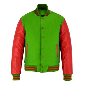 2026 OEM Hot Selling Green Wool Men's Varsity <b>Jacket</b> Stand Collar Eco-Friendly Windproof <b>Heated</b> Fashion 100%High Quality Low MOQ - Product Image 1
