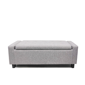 Cambiador de zapatos para <span class=keywords><strong>dormitorio</strong></span>, taburete <span class=keywords><strong>con</strong></span> almacenamiento, extremo de cama, Banco de Tela Gris - Product Image 1