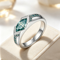 Bague de fiançailles et de mariage charmante en moissanite bleue 1 carat, taille marquise