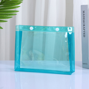 Thân Thiện Với Môi Vẻ Đẹp Ánh Sáng Màu Xanh Xem Thông Qua Nút PVC Túi Nhỏ Trong Suốt Màu Xanh PVC Bàn Chải Mỹ Phẩm Tổ Chức - Product Image 1