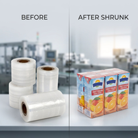 Films plastiques PE personnalisés imprimables, film rétractable à chaud pour l'emballage, film rétractable thermique en rouleau pour bouteilles d'eau et de boissons