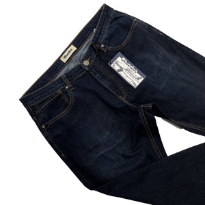 YAXI Jeans vintage pour hommes quatre saisons fermeture éclair braguette imprimé <span class=keywords><strong>poche</strong></span> <span class=keywords><strong>arrière</strong></span> extensible bleu foncé lavé vente chaude fabriqué OEM/ODM - Product Image 3