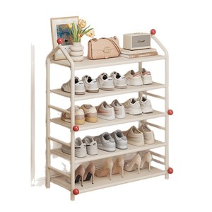 Shoe Rack 5 Tier Cream Colored Standing Portable <b>Storage</b> For Bedroom Living Room - Product Image 3