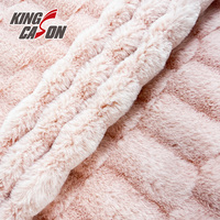 Tissu en fausse fourrure de lapin jacquard Kingcason, 100 % polyester, rose, jaune, coloré, doux et moelleux, pour vêtements, fabriqué en Chine