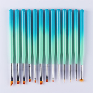 Ensemble de pinceaux à ongles en nylon durable, petits, plats, éventail, liner, ombré, pour la peinture au gel décorative et les pointes françaises - Product Image 4