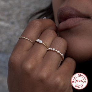 Wholesale S925 sterling silver vintage freshwater pearl <b>ring</b> with diamond <b>fashion</b> jewelry luxury diy <b>ring</b> - Product Image 2