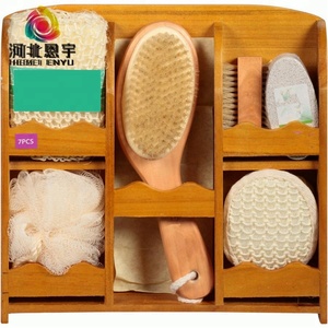 Cepillo corporal de baño de madera de forma ovalada al por mayor de alta calidad, depurador Exfoliante para piel seca, piernas, Material de cerdas de bambú para la cara - Product Image 2
