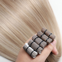 Harga Pabrik Grosir Rambut Manusia Rusia 100% Double Drawn, Ekstensi Rambut Tape in Grade 12A