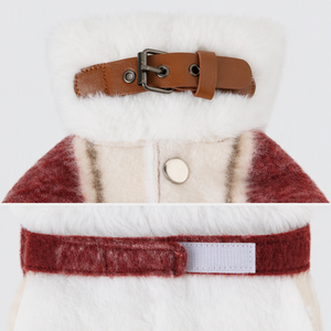 Cape en laine rayée rouge légère pour petits chiens, poncho chaud pour <span class=keywords><strong>chien</strong></span> avec col en fourrure, manteau d'hiver, tailles S M L XL XXL - Product Image 3
