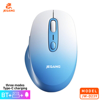 JW-D239 Mouse Nirkabel 6D Tiga Mode 2.4G BT Tipe-C Berkabel Warna Gradasi 51g Mouse Nirkabel Ultra Ringan untuk PC Laptop