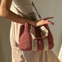 Sac fourre-tout de plage en raphia tressé fait main de haute qualité pour femme, sac à bandoulière de luxe pour l'été, vente en gros