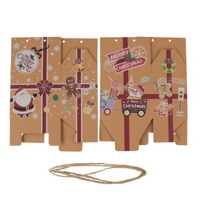 Boîte cadeau en forme de maison écologique en matériaux recyclés avec ficelles pour les fournitures de fête de Noël, emballage de bonbons, de chocolat, de sushi