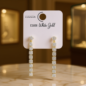 Orecchini pendenti in cristallo Ifowaira, gioielli da donna geometrici di lusso placcati in oro bianco E1608 - Product Image 2