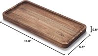 Plateau de service rectangulaire en bois d'acacia, écologique, durable et de petite taille, pour les fêtes, plats et assiettes en bois personnalisables