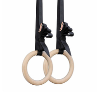 Anillas de Gimnasia Ajustables de Madera con Correas para Entrenamiento en Casa, Ejercicios de Peso Corporal y Fortalecimiento Muscular