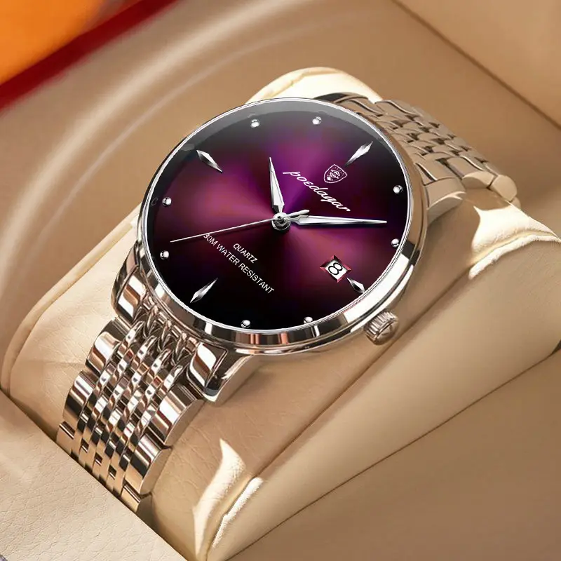 POEDAGAR Top Brand Luxury Men's Watch Ultra Thin Waterproof Stainless Steel Quartz Watches For Men Gift Business Wristwatch 868