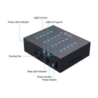 Sipolar - Adaptador de Corriente Industrial de Alta Calidad A-213P Integrado de 100-240 V y 110 W, Hub USB 3.0 de Alta Velocidad de 5 Gbps con 20 Puertos