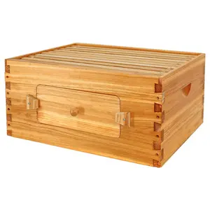 Automatic Observation Hive Bee Hive Deep Brood Box 100% Beeswax Coated Natural Wood Langstroth Beehive Kit With 10 Wooden Frames