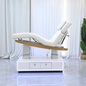 Contemporary PU Leather Massage Table with Built-In <b>Headrest</b> Adjustable Salon Furniture for Commercial Use - Product Image 6