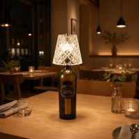 Lampe de table LED pour bouteille de vin, pour bars et restaurants, 3 couleurs d'éclairage, commande tactile, lumière de bouteille de vin en acrylique, à intensité variable, rechargeable