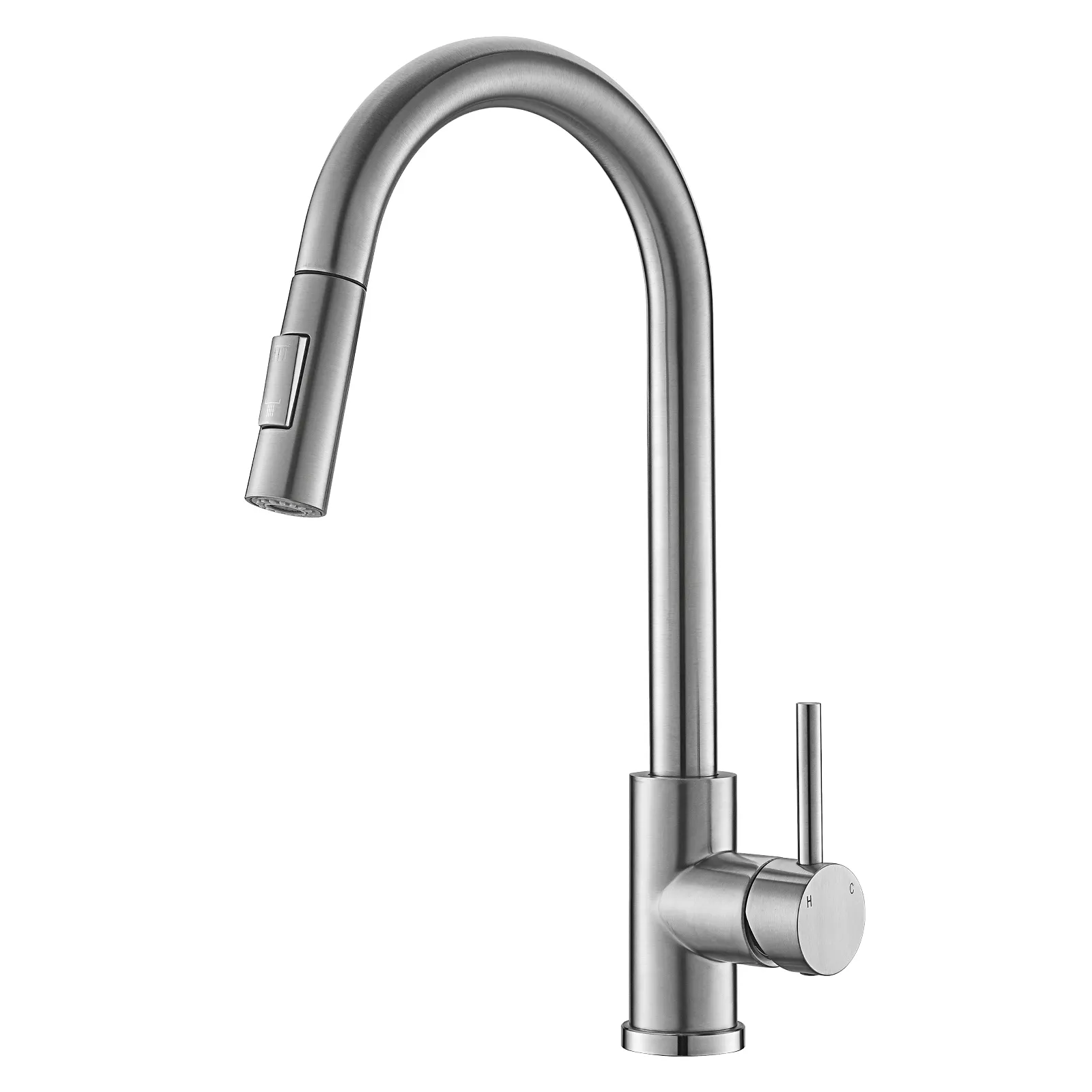 Factory Direct Sale Amazon Hot Sale 360 Rotation Pull Down Brushed Brass Bridge Swan Neck Tap Kitchen Faucet