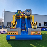 Toboggan gonflable commercial en PVC sur le thème des robots avec double piste, toboggan gonflable sec pour aire de jeux extérieure et entreprise de location