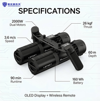 LEFEET P1 XR Scooter Subacuático de Doble Motor con Propulsión por Agua, 26kgf, 5 Velocidades, OLED, Corriente Fuerte, Engranaje Pesado