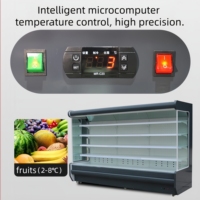 Refroidisseur d'air à ventilateur à température unique pour supermarché, pour vitrine de légumes et fruits frais avec étagères réglables