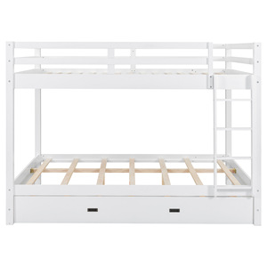 Children's Bunk <b>Bed</b> <b>With</b> Drawer <b>White</b> Solid Wood <b>Frame</b> Three Tier <b>Storage</b> Bedroom Furniture - Product Image 5