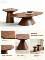 Ensemble de tables basses modernes en bois, couleur personnalisée, table basse de salon, mobilier de salon, table basse ovale en noyer