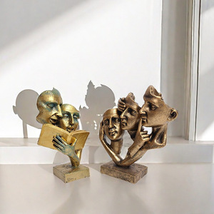 Estatua de Resina de Rostro Humano Simple, Figuritas Modernas de <span class=keywords><strong>Silencio</strong></span> Es Dorado, Adorno de Arte Decorativo para el Hogar, Venta al por Mayor - Product Image 6