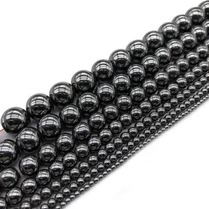 Suave Colar de Pedra Natural Preto Hematita Beads para Fazer Jóias DIY Pulseiras Acessórios 4 milímetros 6mm 8mm 10mm