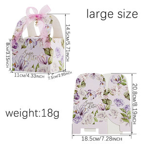 Boîtes en papier pour bonbons et friandises de fête de mariage avec poignée et ruban, <span class=keywords><strong>2</strong></span> tailles, boîtes d'emballage cadeau pour fête nuptiale, anniversaire - Product Image 3